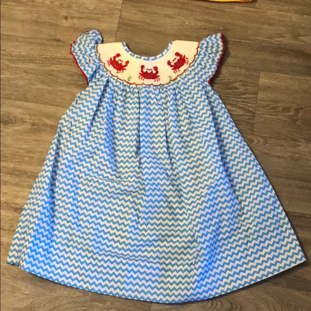 Toddler crab smocked dress